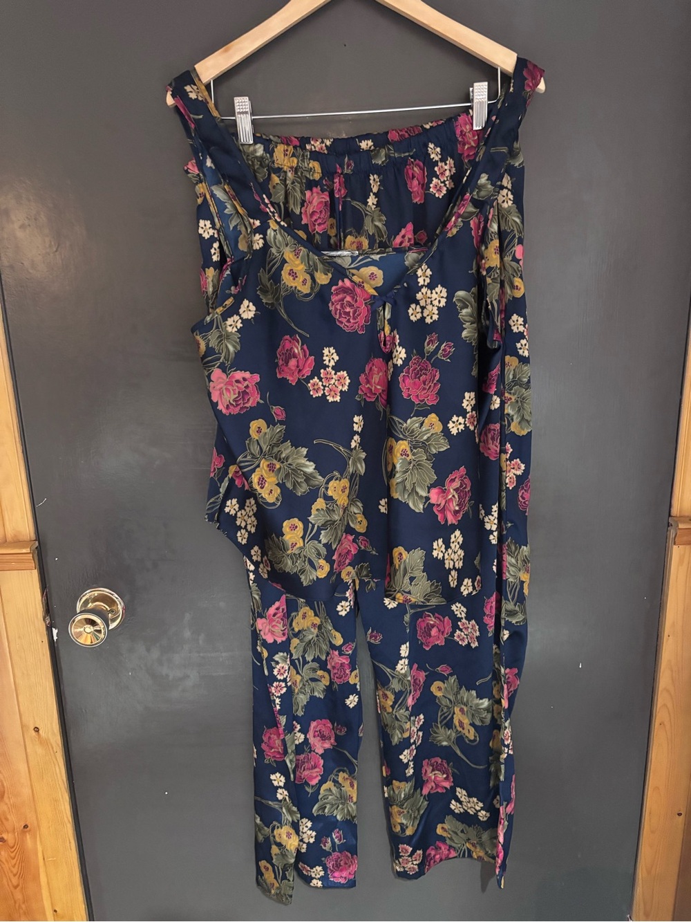 Navy Floral Wide-Leg PJ